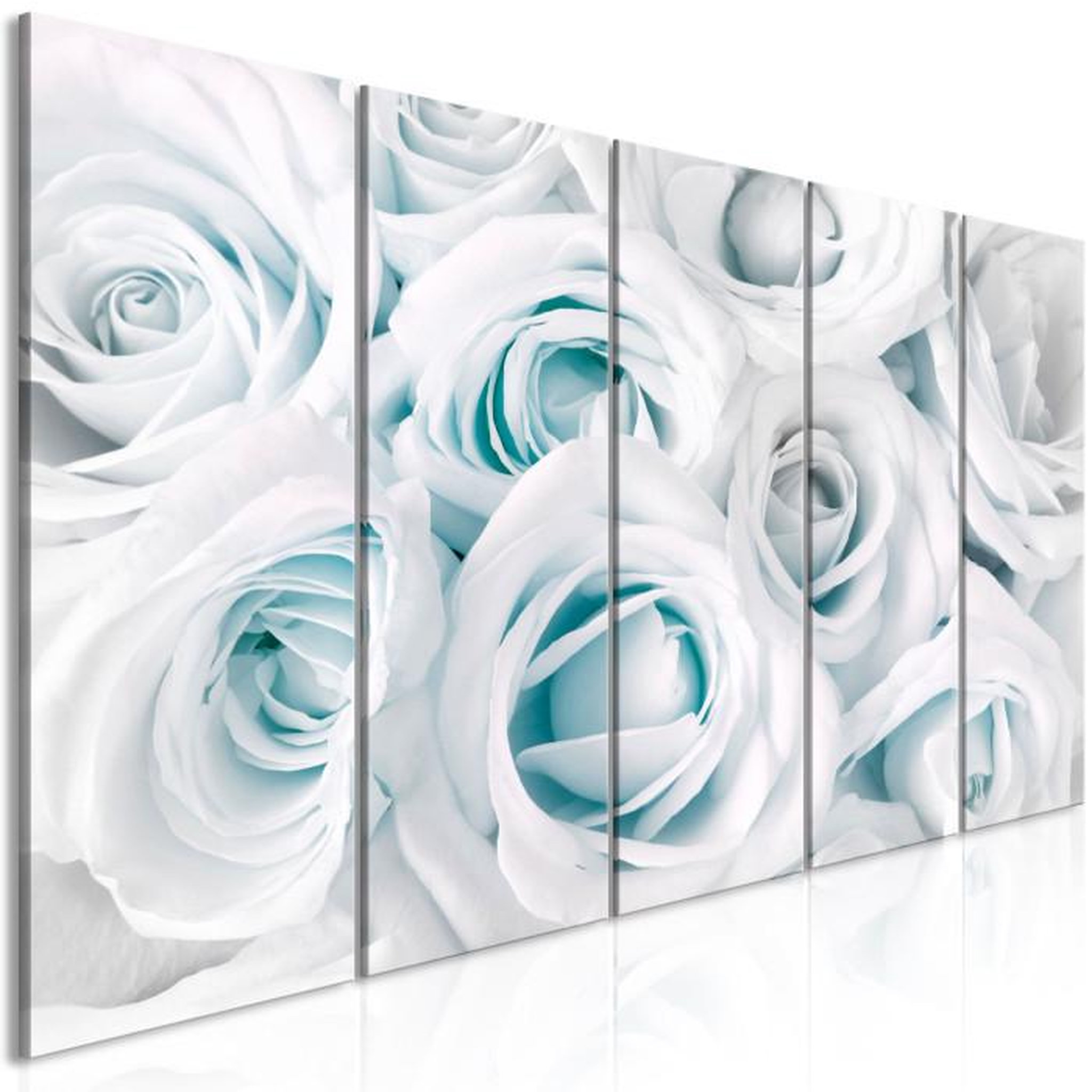 Paris Prix Tableau 5 Panneaux  Satin Rose Narrow Turquoise. Coloris disponibles : Multicolore