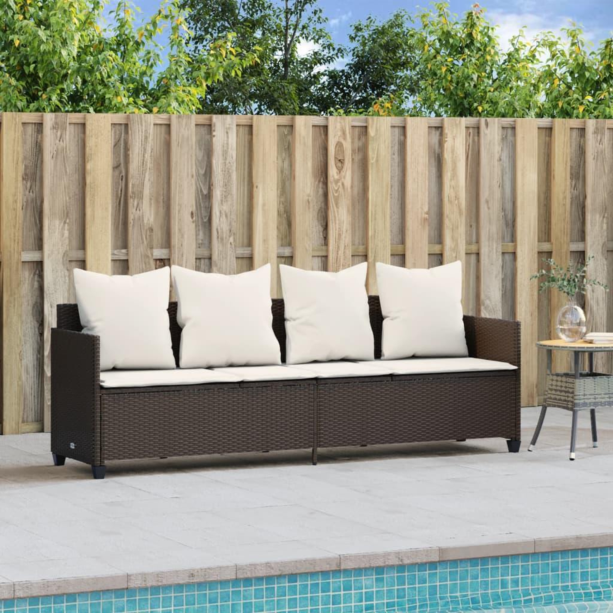 Voir la diapositive 3 : VIDAXL Chaise longue avec coussins marron resine tressee