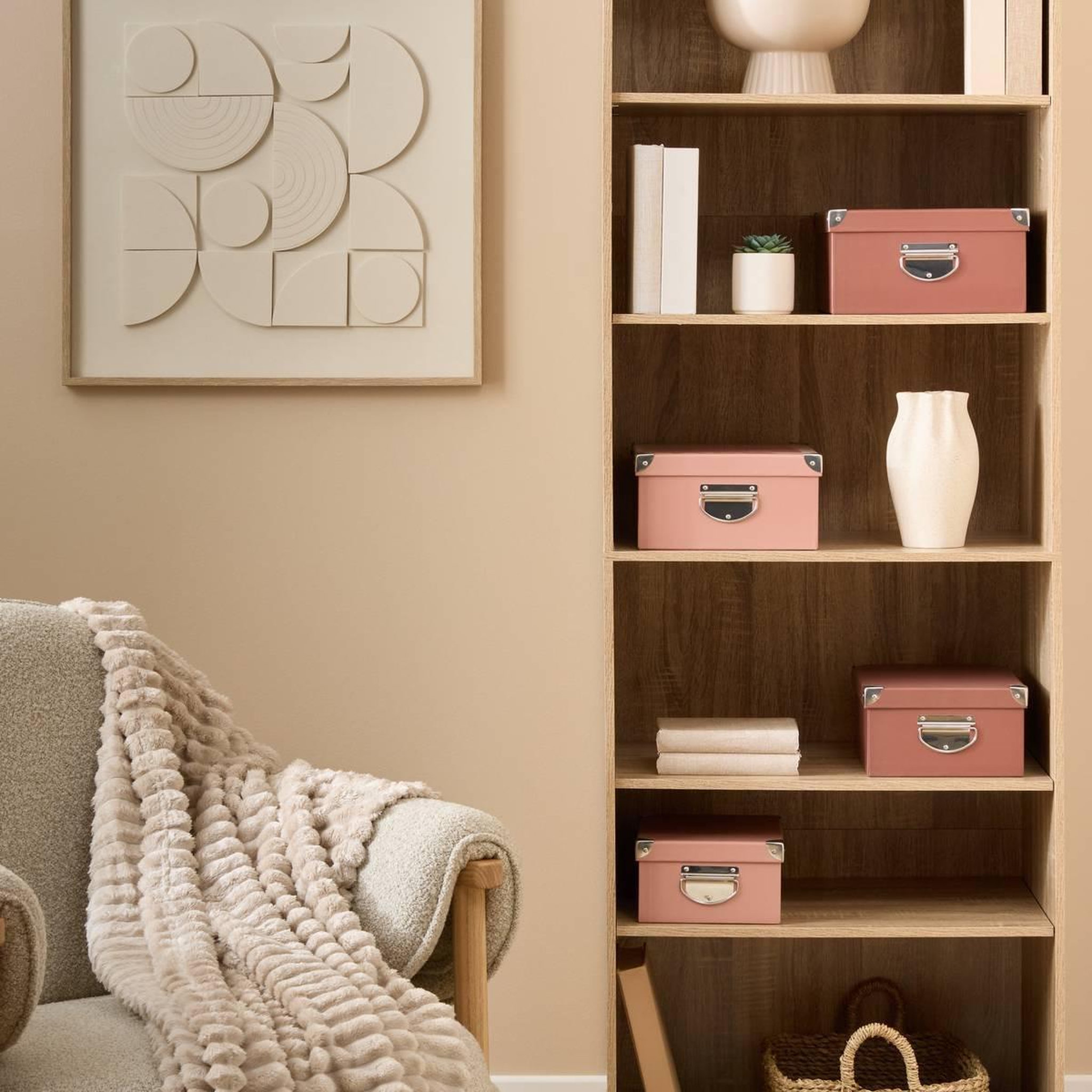 Voir la diapositive 2 : FIVE Lot de 4 boîtes de rangement  box  40cm rose