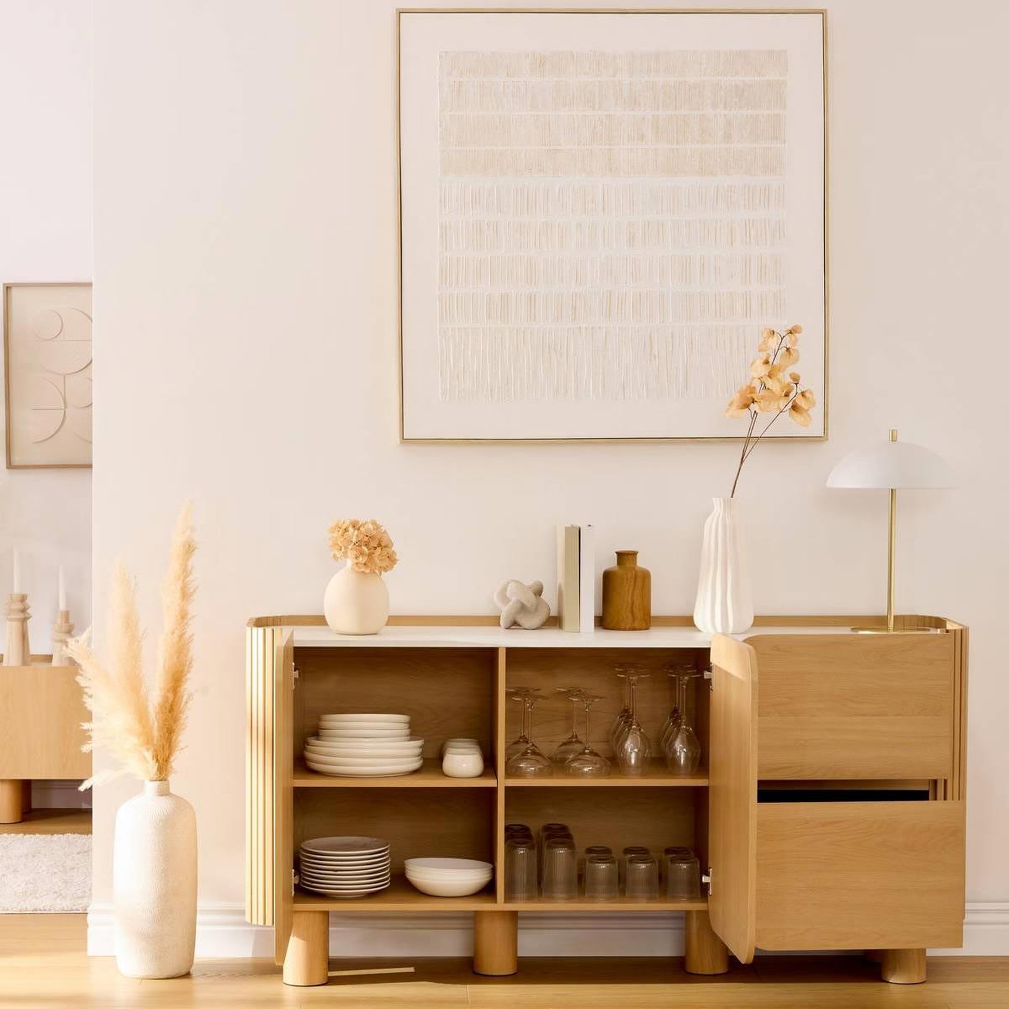 Voir la diapositive 4 : ATMOSPHERA Buffet 2 portes & 2 tiroirs  homelya  160cm naturel