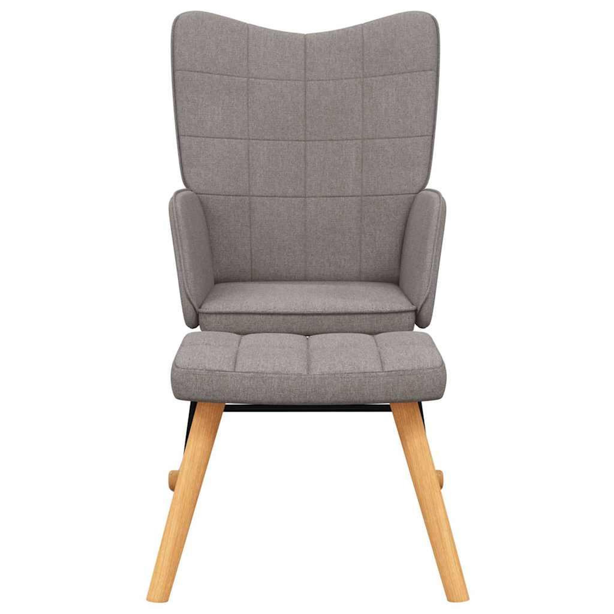 Voir la diapositive 3 : VIDAXL Chaise a bascule avec tabouret Taupe Tissu