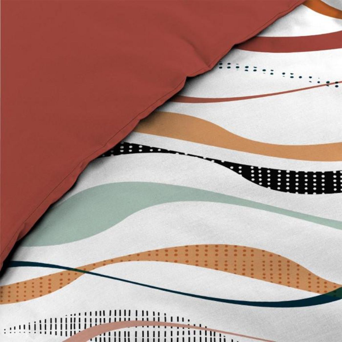 Paris Prix Parure de Lit 3 Pièces  Vagueline  240x220cm Rouge