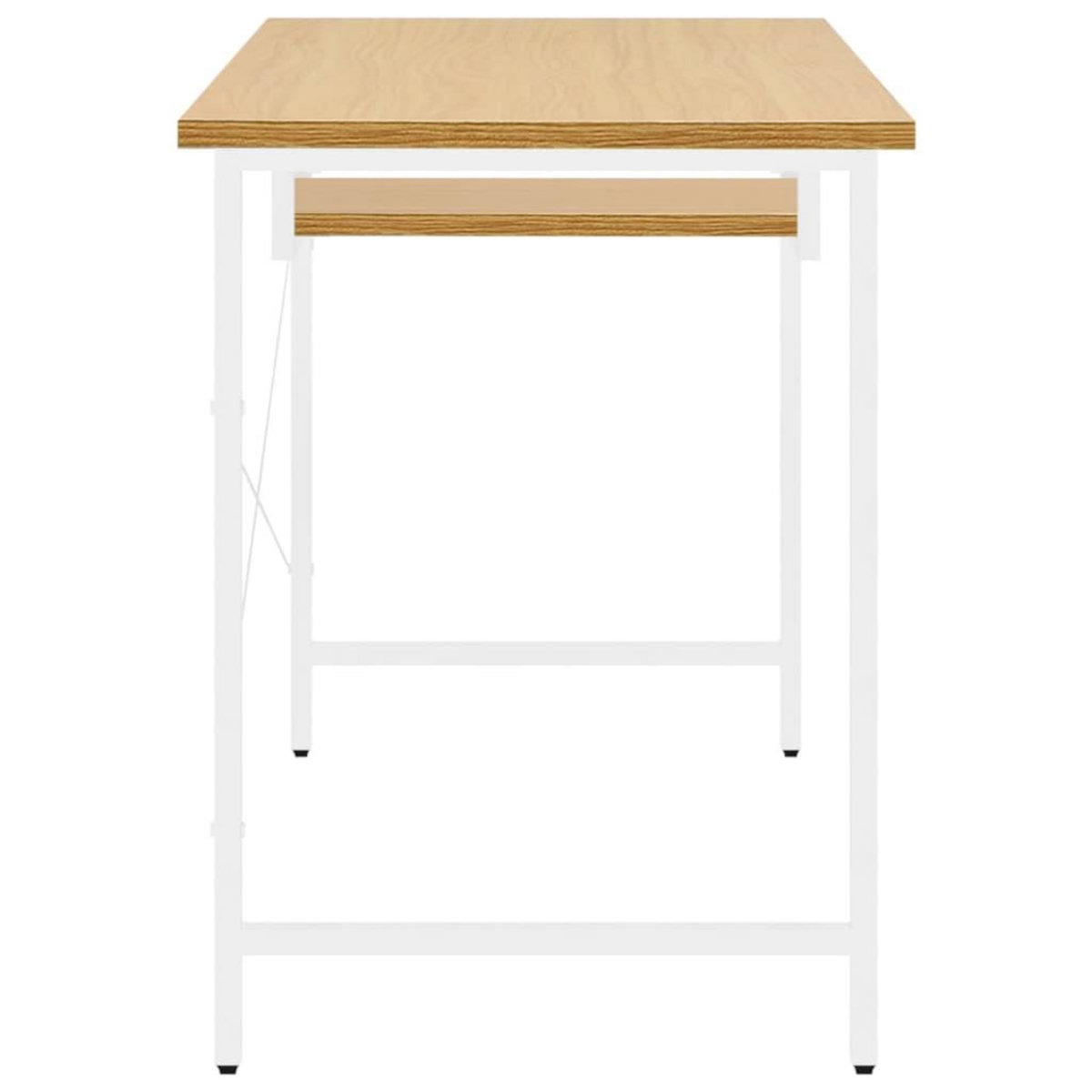 VIDAXL Bureau d'ordinateur Blanc/chene clair 105x55x72 cm MDF et metal