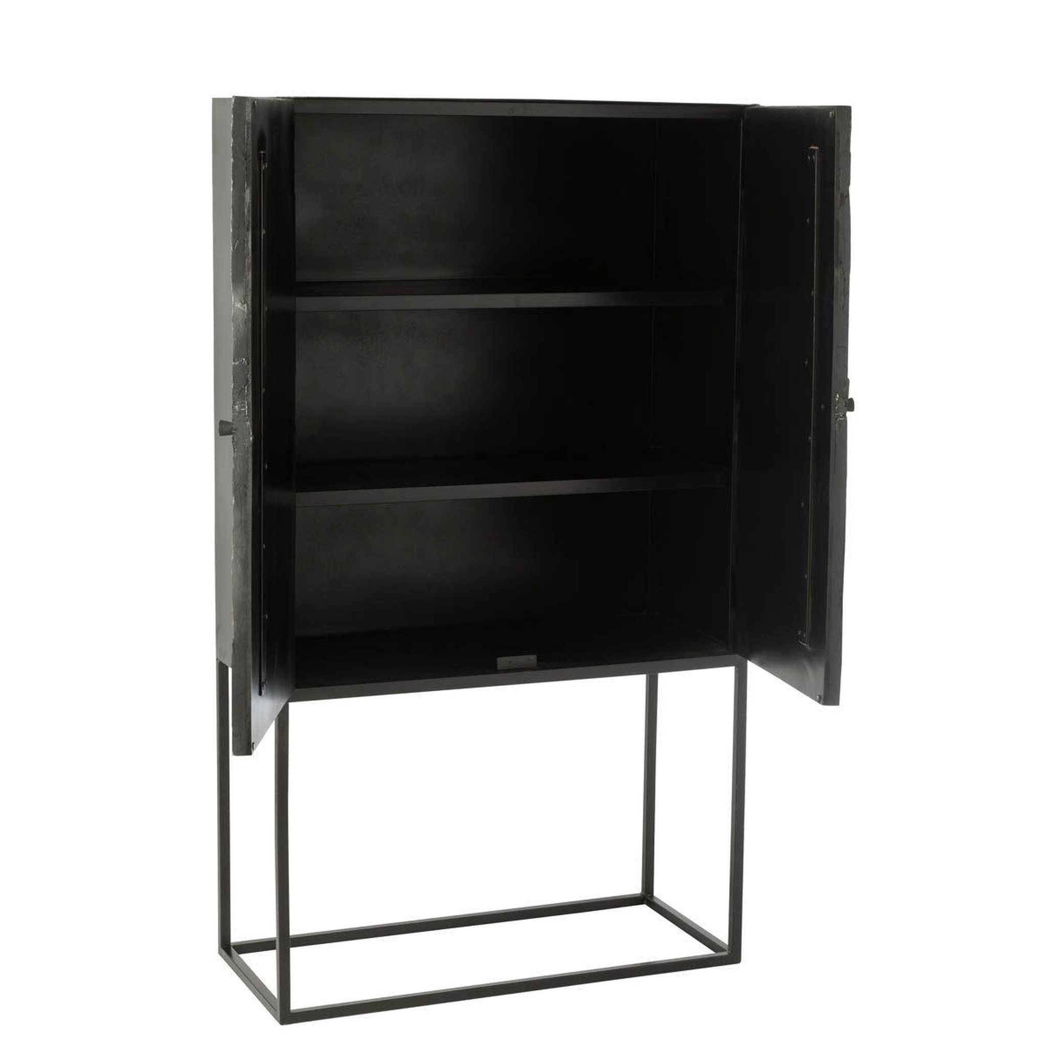Voir la diapositive 3 : J-LINE Commode 2 portes en bois  shanil  162cm noir