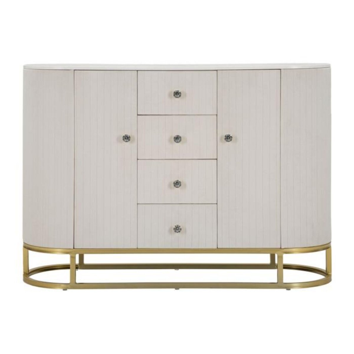 Paris Prix Buffet Design Effet Marbre  Montpellier  120cm Crème & Or