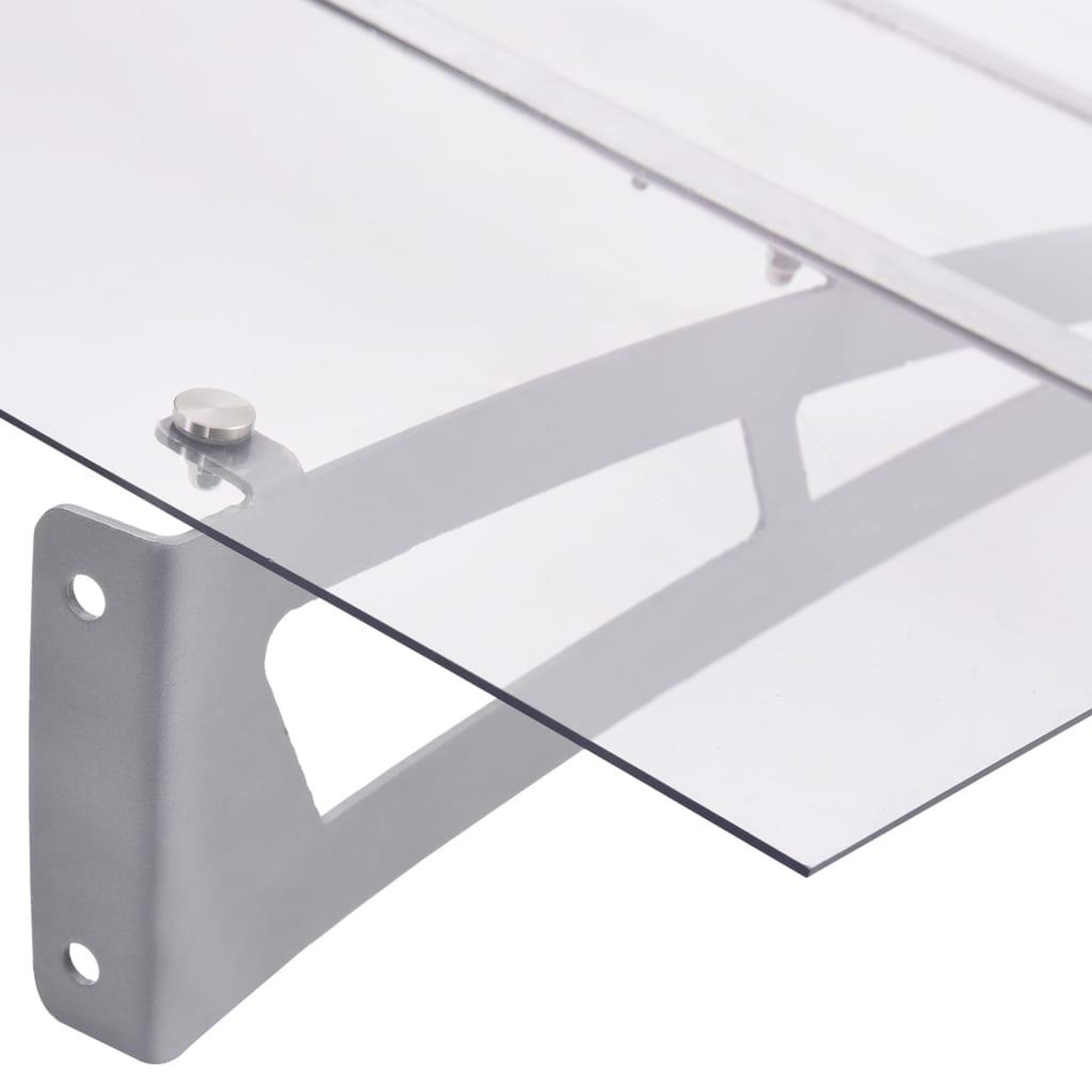 Voir la diapositive 4 : VIDAXL Auvent de porte argente et transparent 120x90 cm polycarbonate