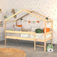 IDIMEX Lit cabane FINA lit Simple pour Enfant Montessori 90 x 190 cm, avec  barrières de Protection sur 3 côtés, en pin Massif lasuré Blanc :  : Cuisine et Maison
