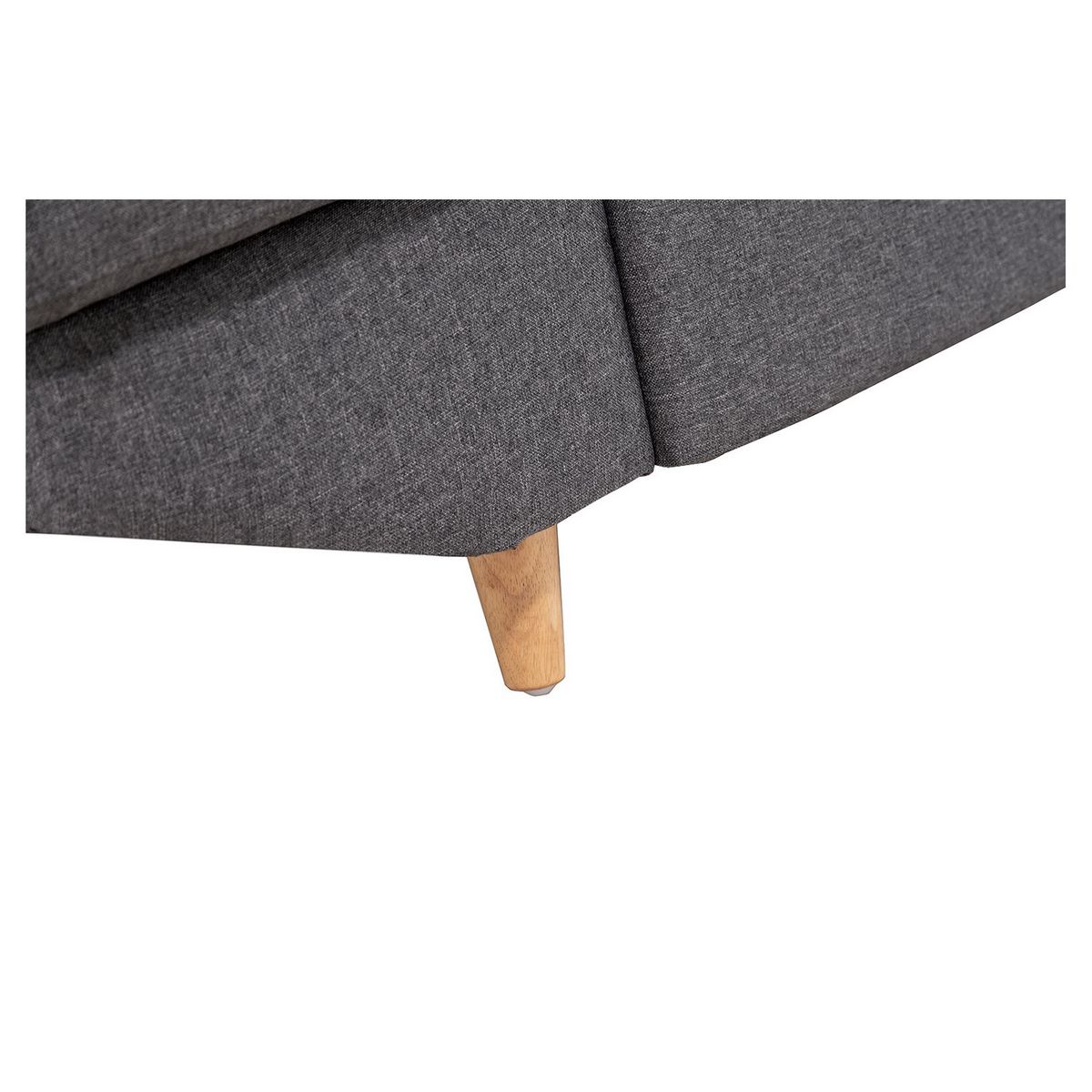 Canapé d'angle droit convertible 5 places tissu pieds bois clair MARIUS 