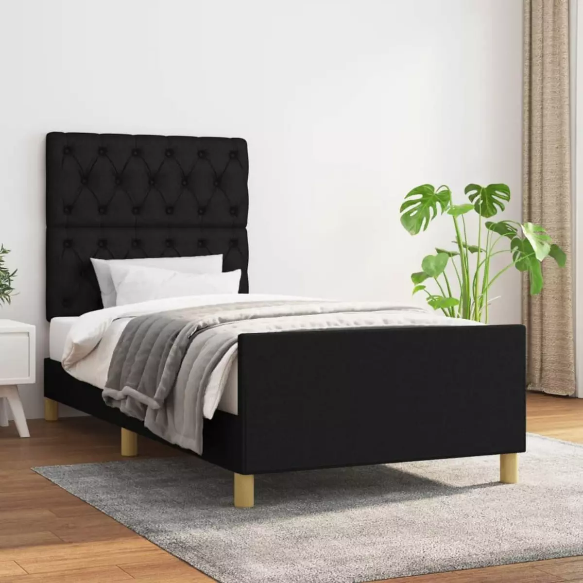 VIDAXL Cadre de lit avec tete de lit Noir 80x200 cm Tissu