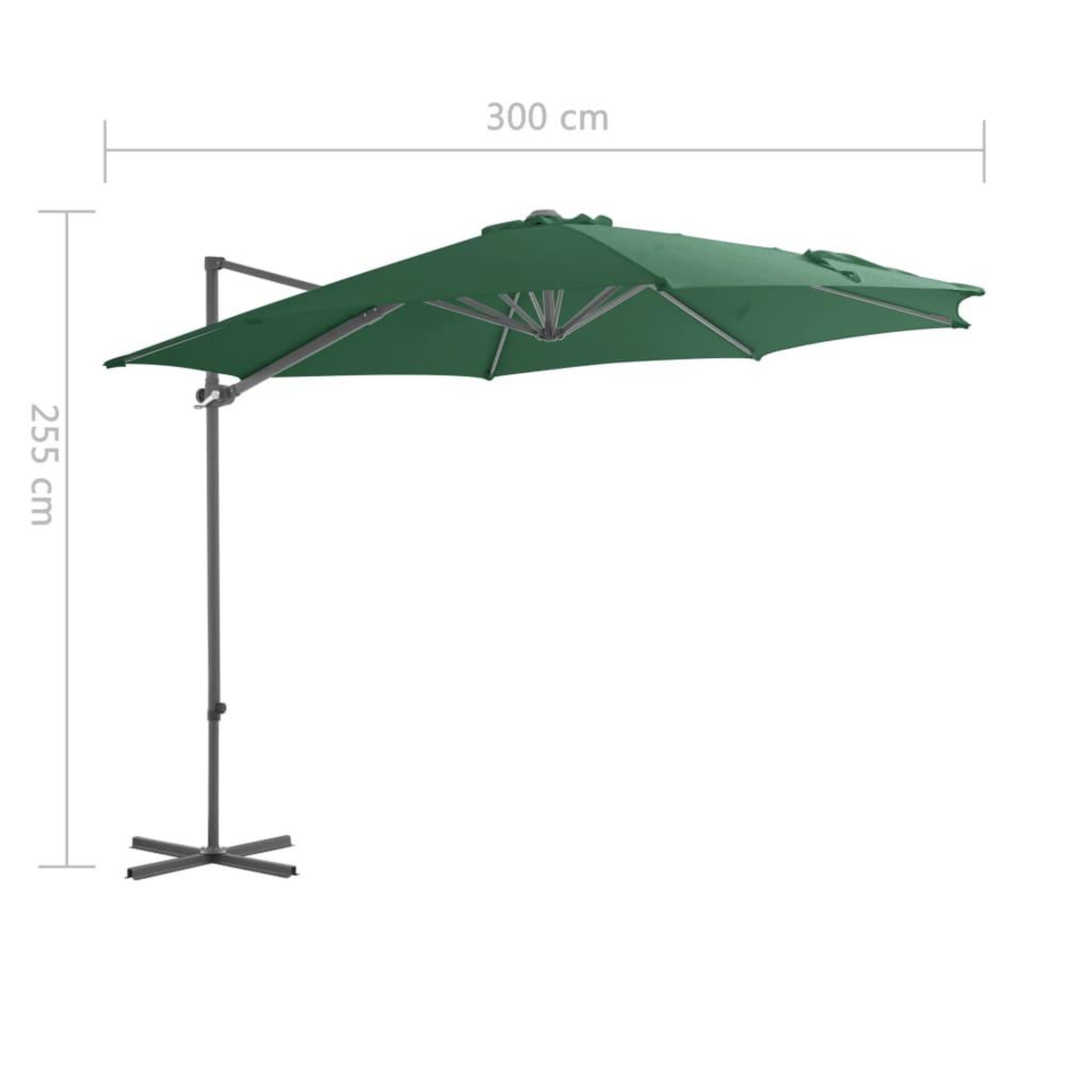 Voir la diapositive 6 : VIDAXL Parasol de jardin en porte-a-faux avec mat en acier vert