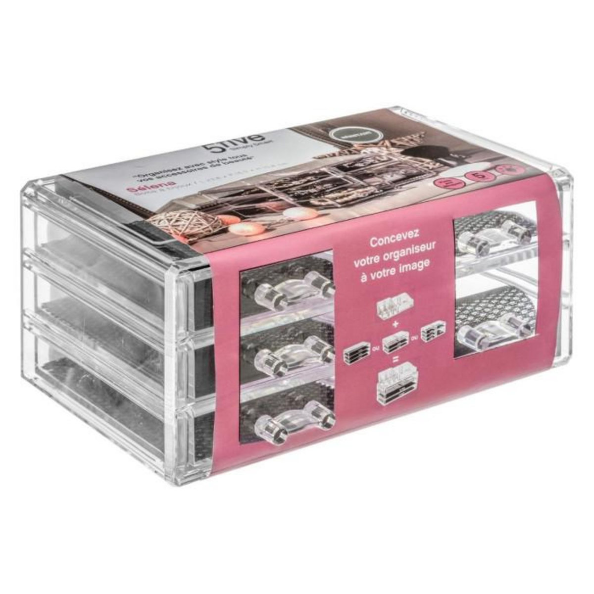 FIVE Boîte à Bijoux 5 Tiroirs  Beauty  Transparent