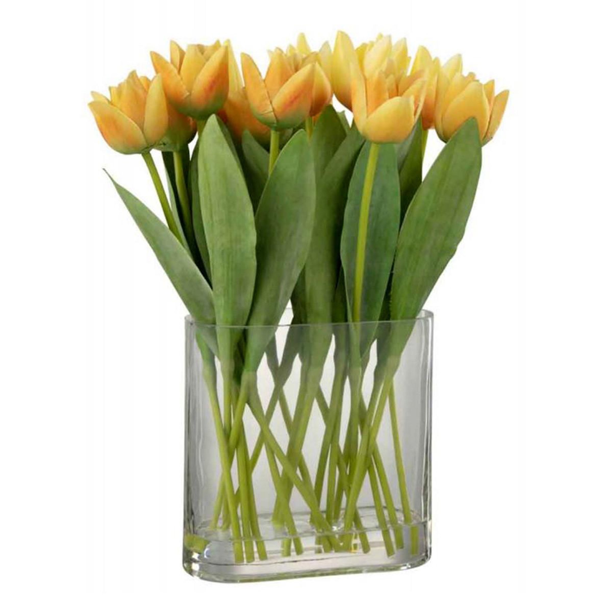 J-LINE Fleur Artificielle & Vase  Tulipes  39cm Jaune