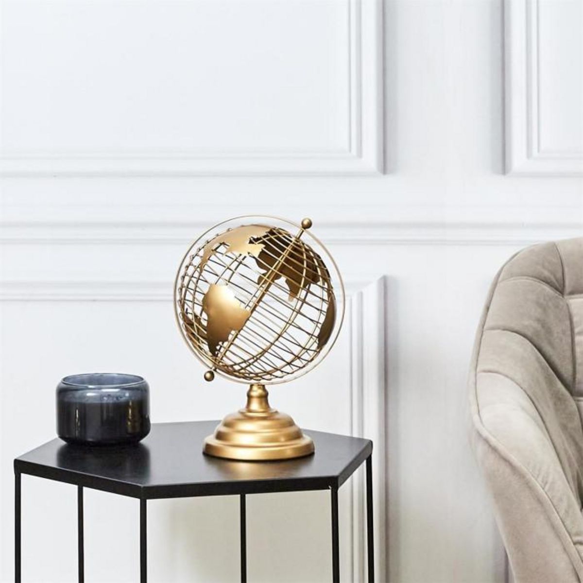 Paris Prix Globe Terrestre en Métal Déco  Monde  28cm Or