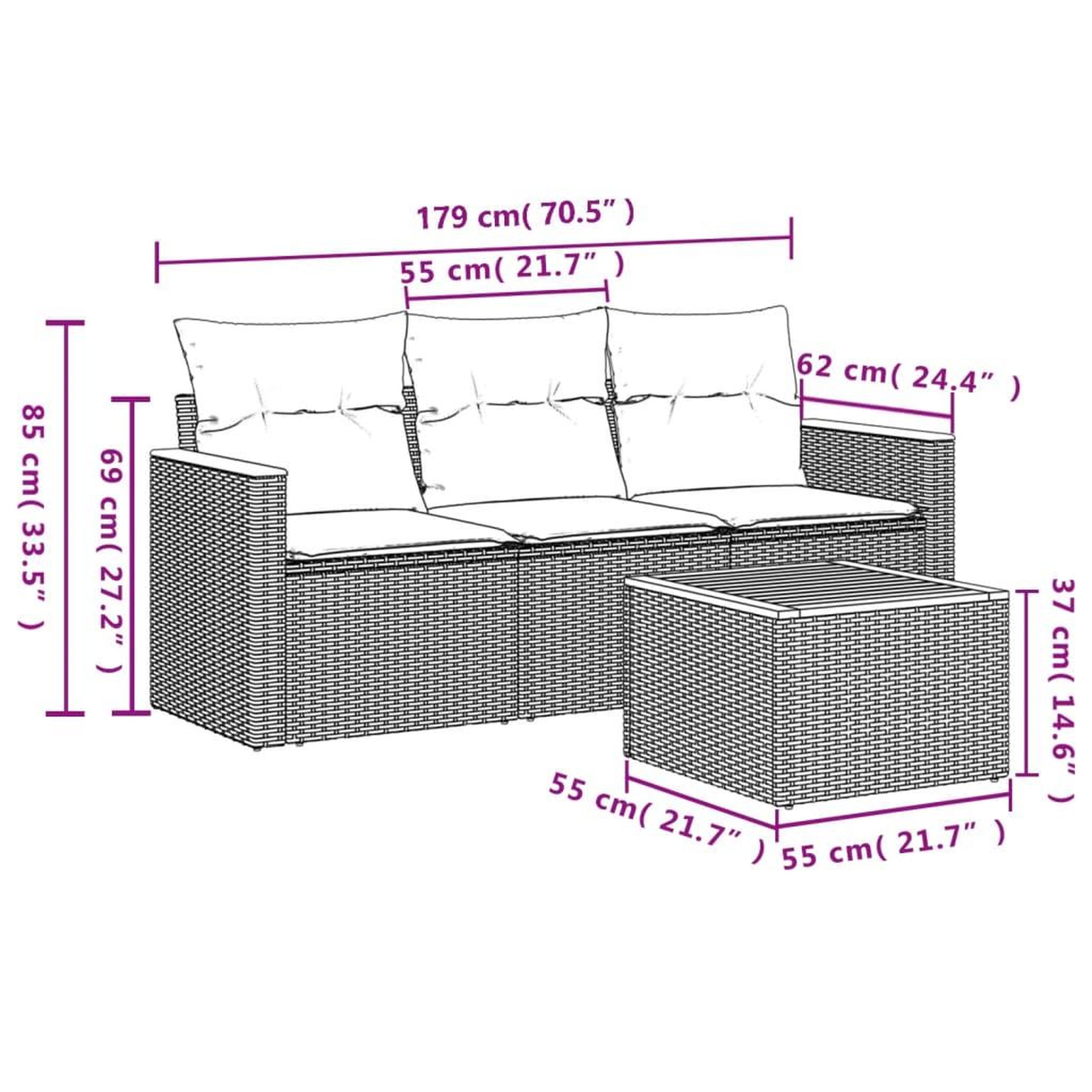 Voir la diapositive 6 : VIDAXL Salon de jardin avec coussins 4pcs melange beige resine tressee