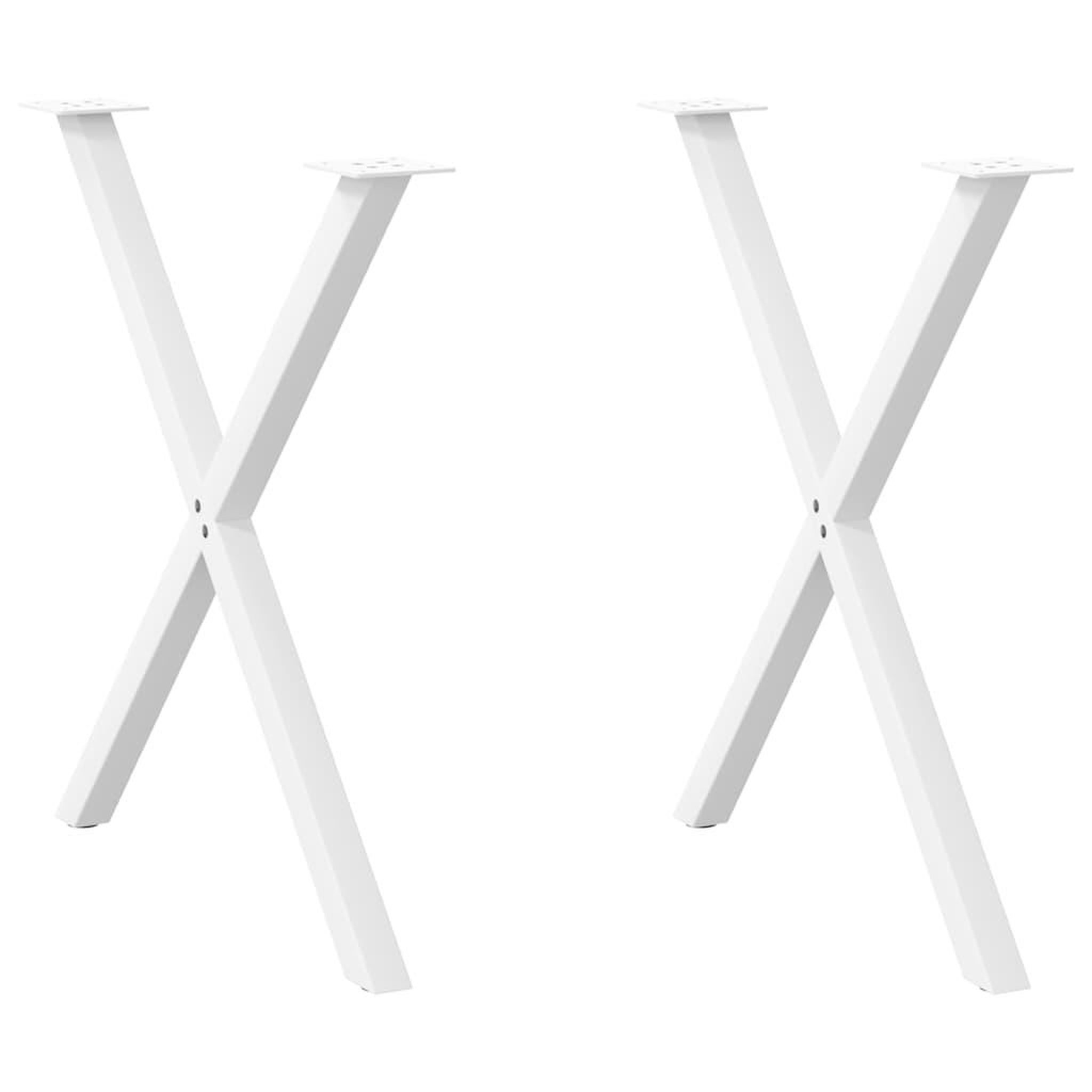 VIDAXL Pieds de table a manger forme de X 2 pcs blanc 80x(72-73) cm