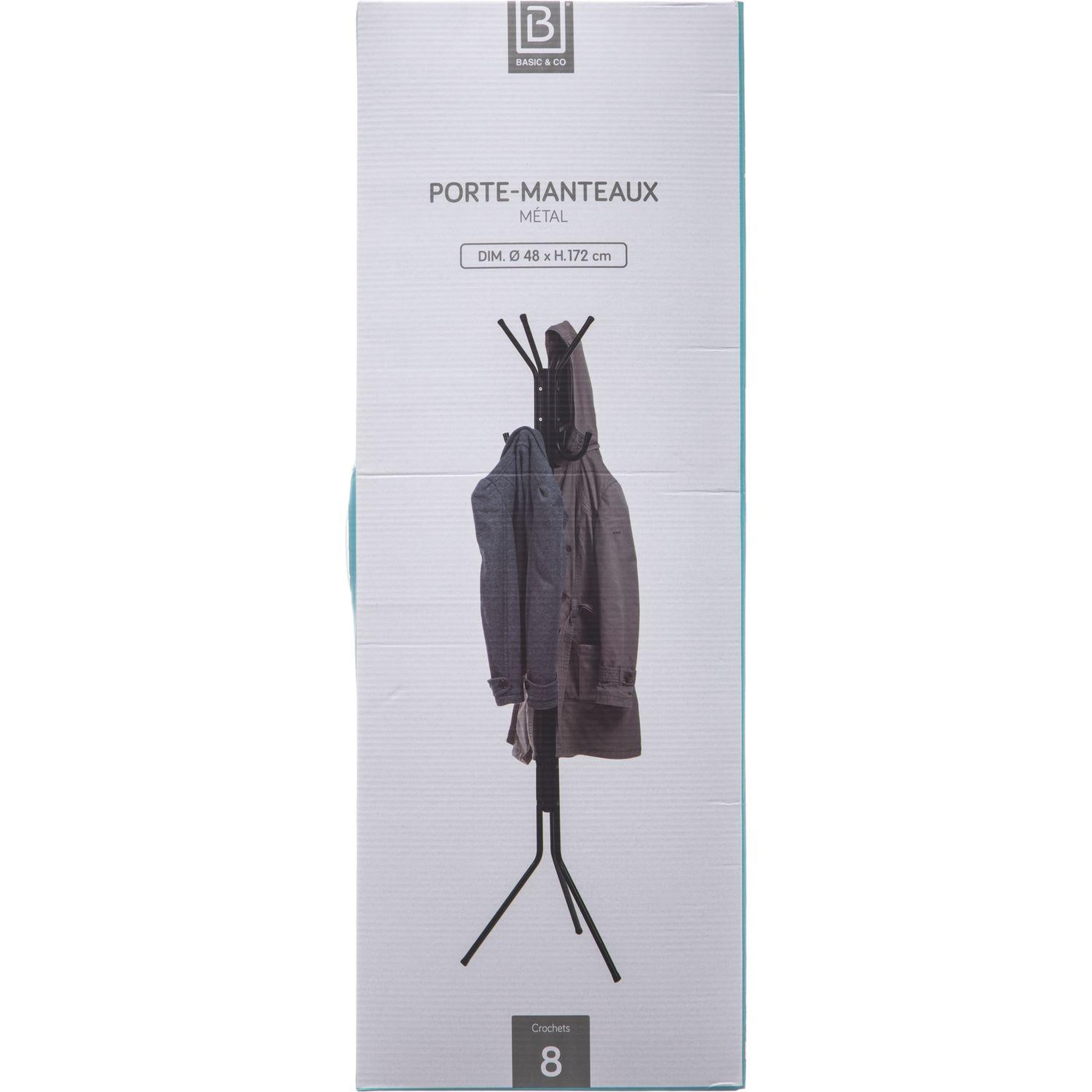 Voir la diapositive 4 : ATMOSPHERA Porte manteau en métal 8 crochets - h. 176 cm - noir