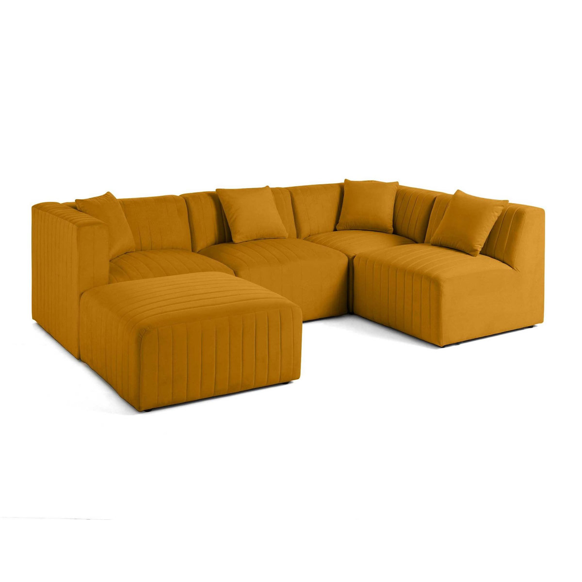 LISA DESIGN Nova - canapé modulable d'angle droit - 5 places - avec pouf d'appoint - en velours