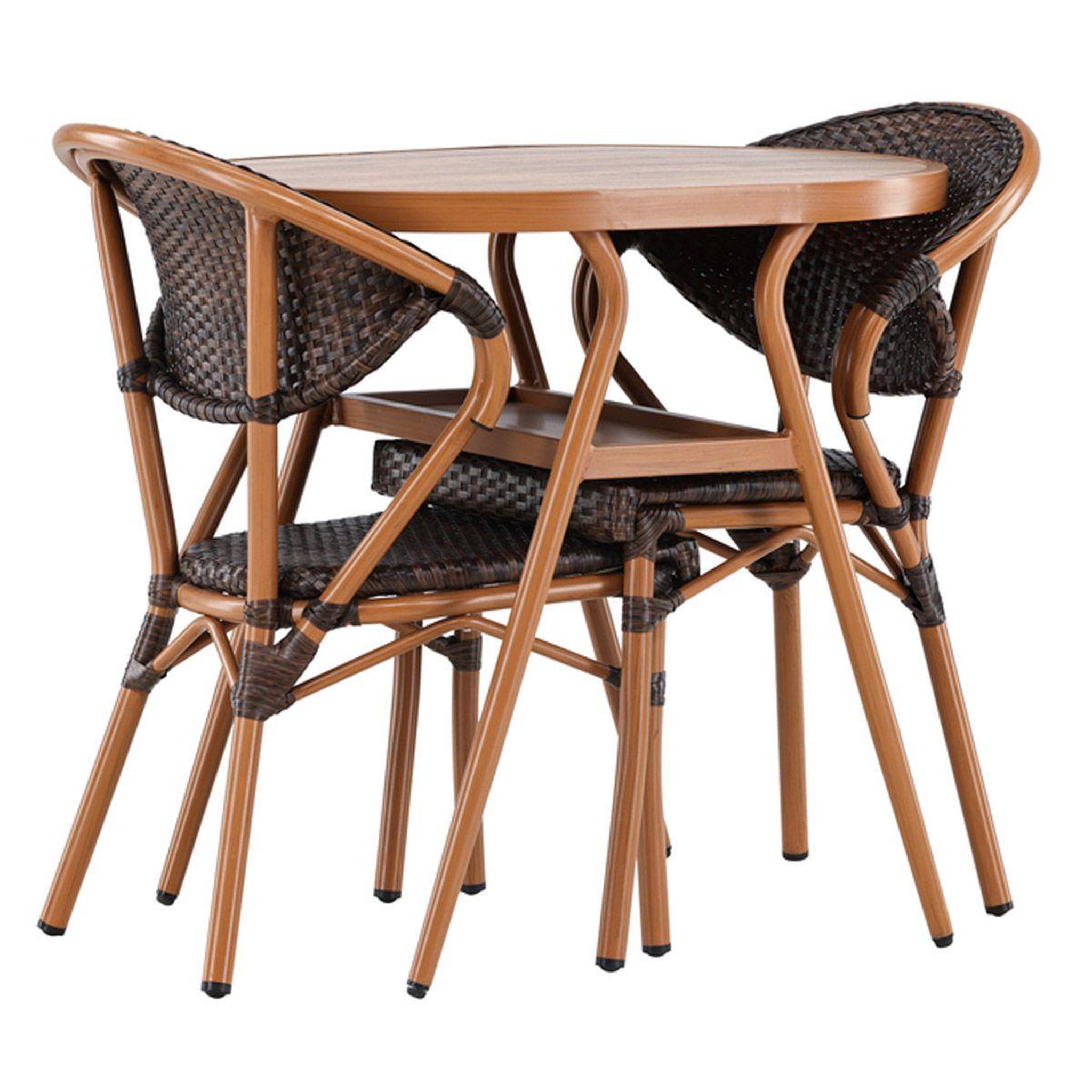 Paris Prix Ensemble table de jardin & 2 chaises  abrantes  80cm marron