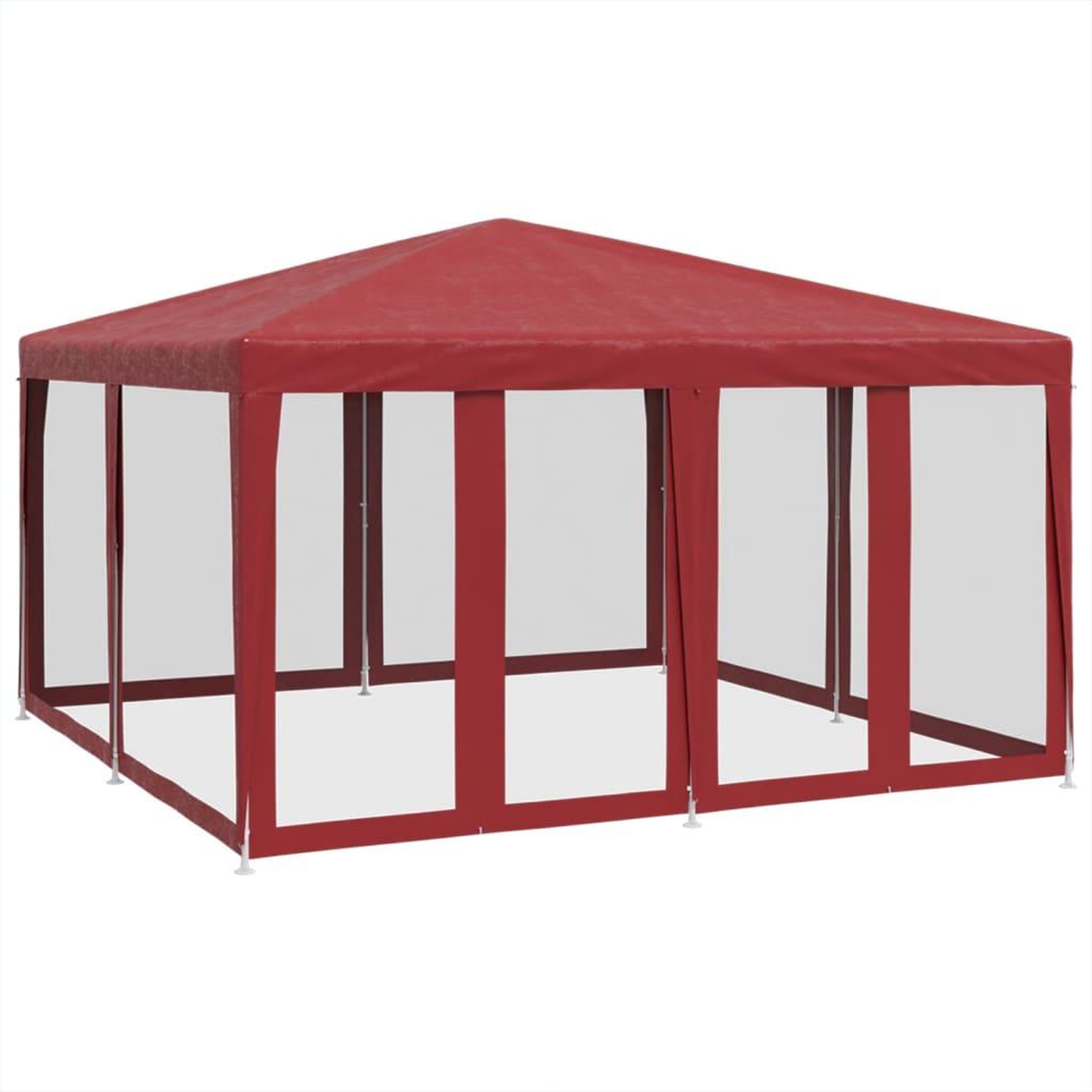 Voir la diapositive 2 : VIDAXL Tente de fete avec 8 parois laterales en maille rouge 4x4m PEHD