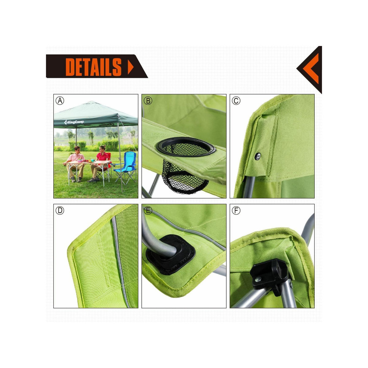 KINGCAMP Chaise de camping - Kingcamp - Vert - Sac de transport inclus