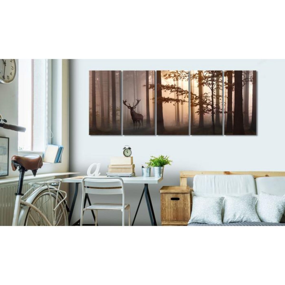 Paris Prix Tableau Imprimé 5 Panneaux  Morning Narrow Brown