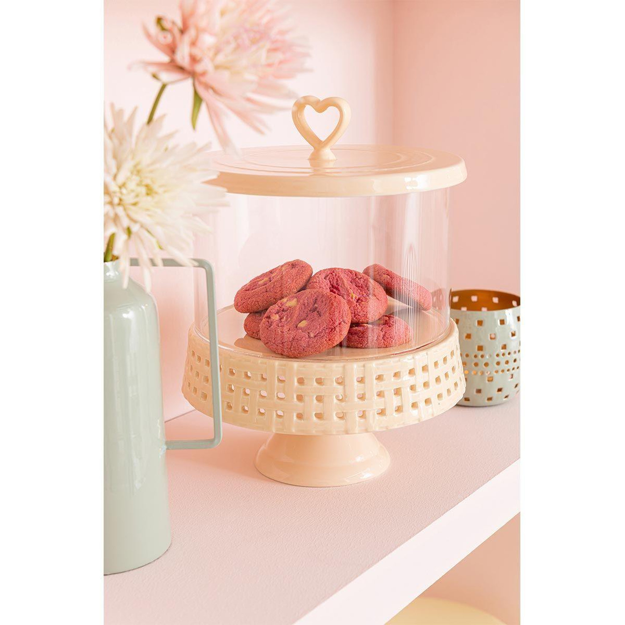 Voir la diapositive 3 : J-LINE Plat à gâteaux rond design  vercer  31cm rose