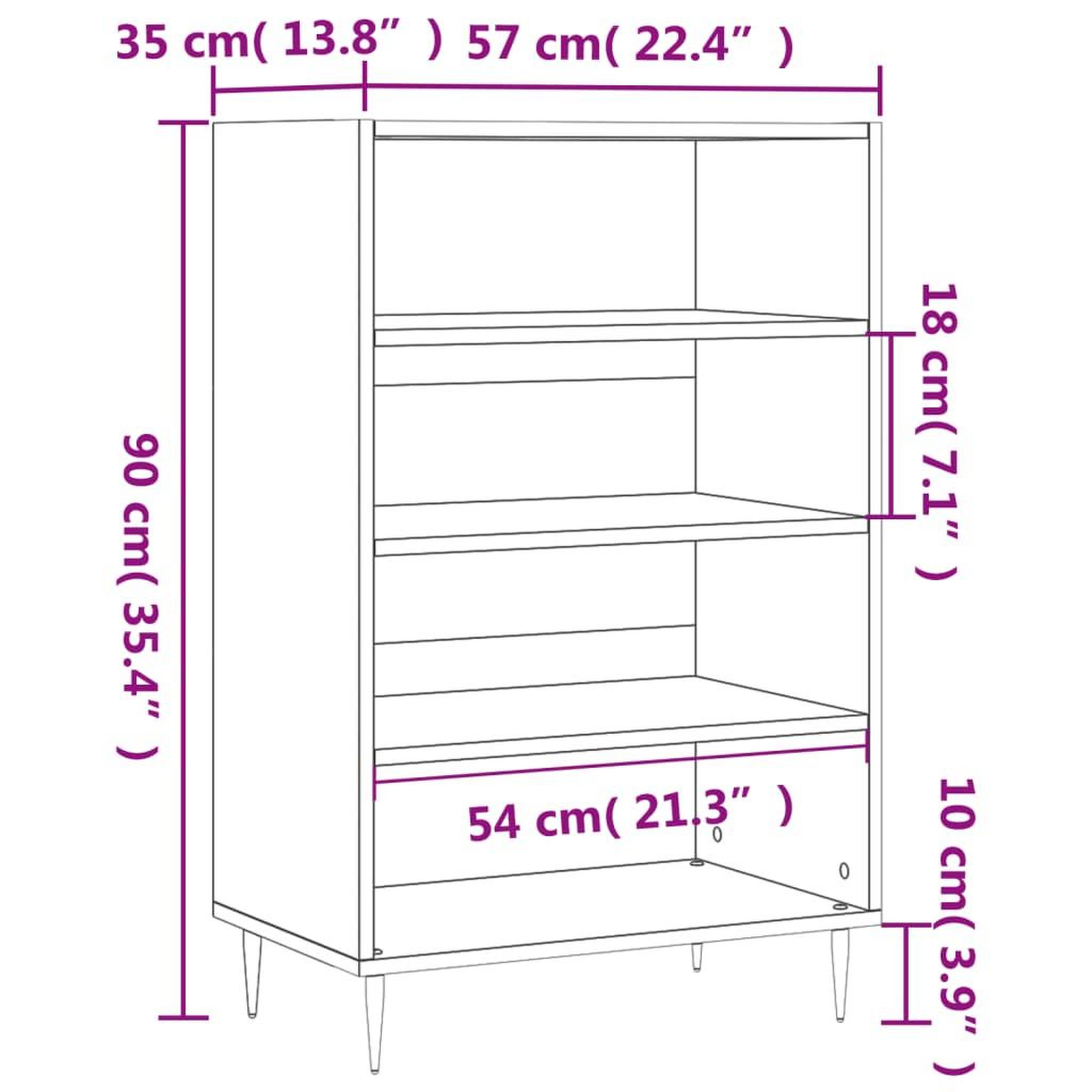 Voir la diapositive 6 : VIDAXL Buffet haut blanc 57x35x90 cm bois d'ingenierie