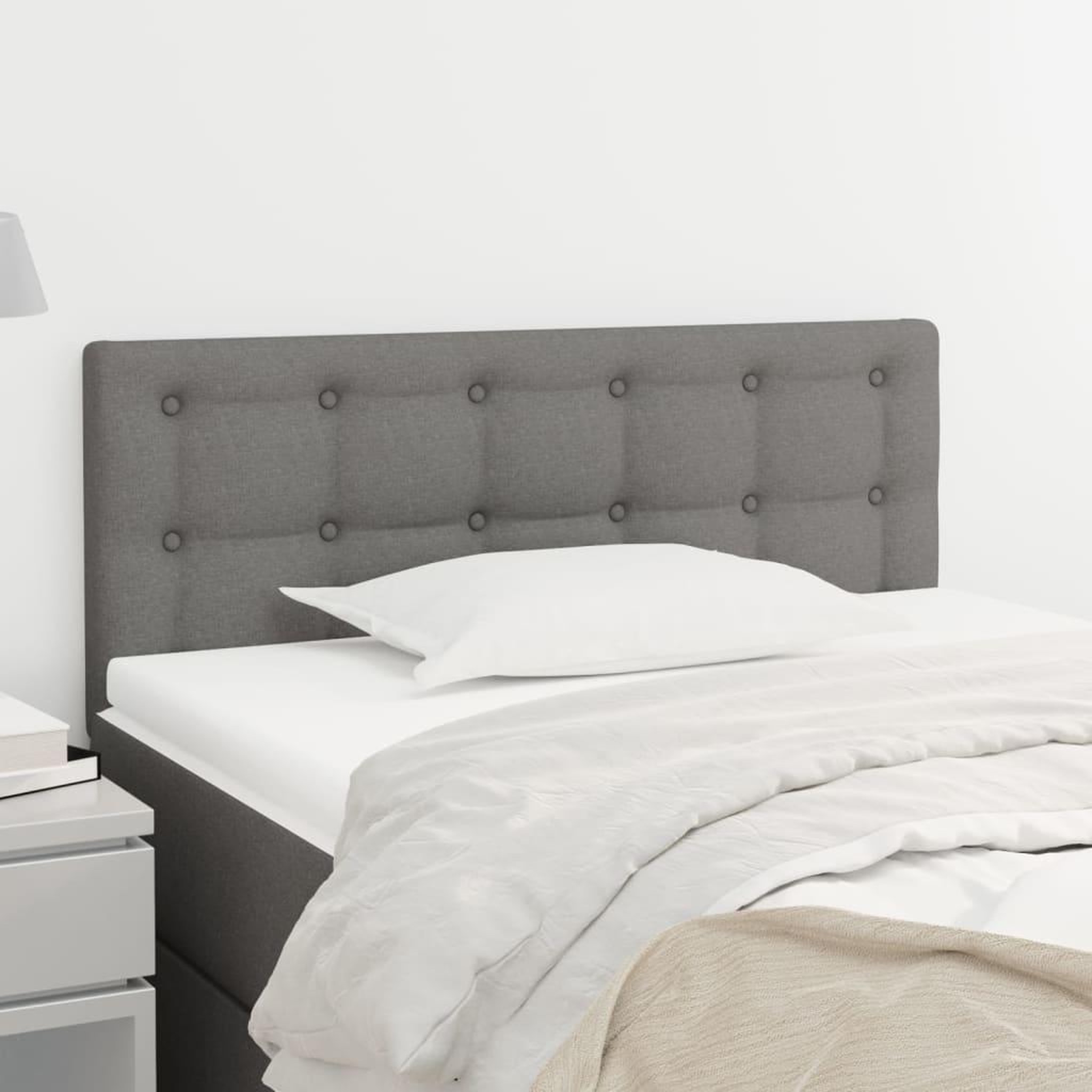 Voir la diapositive 1 : VIDAXL Tete de lit Gris fonce 90x5x78/88 cm Tissu