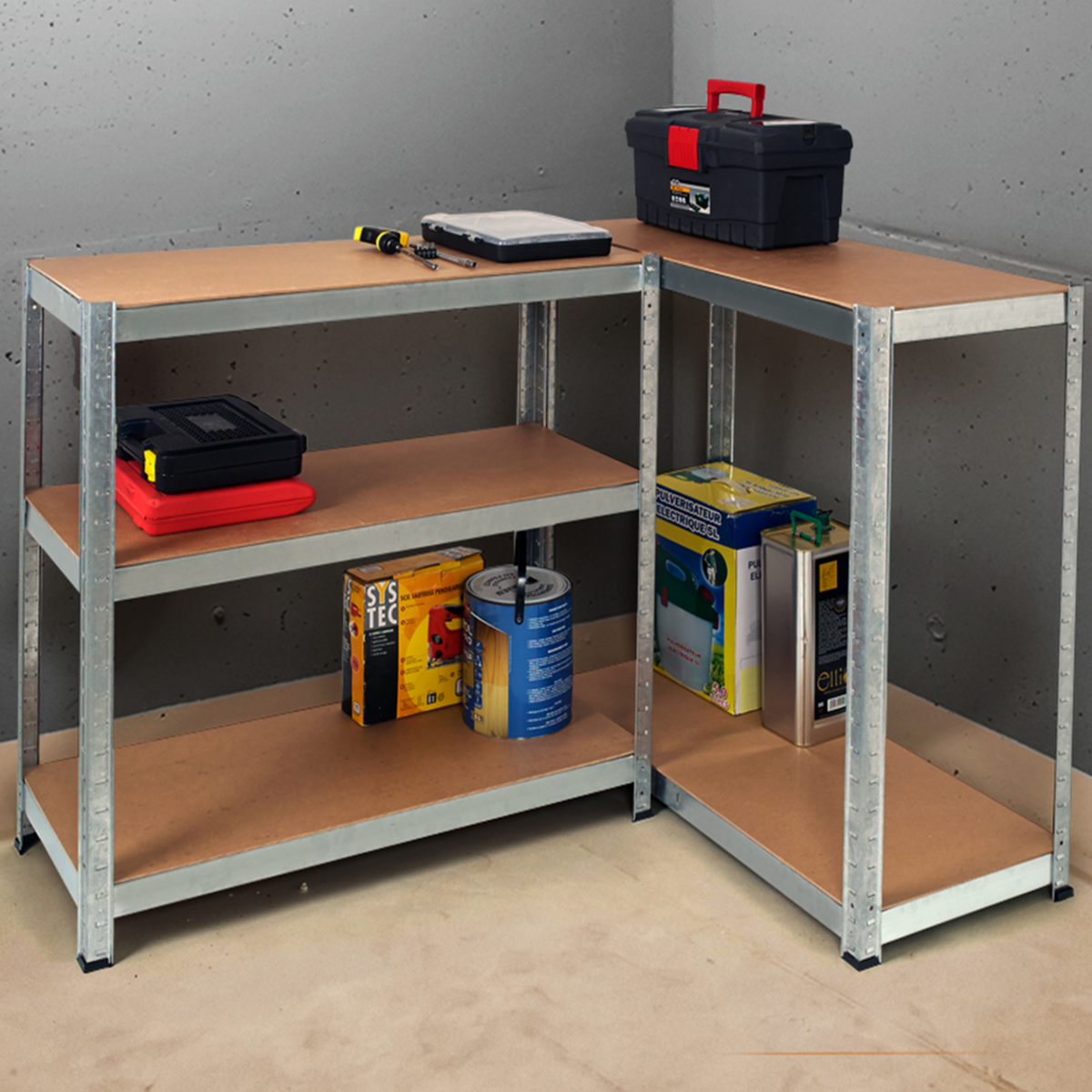 ID MARKET Lot de 2 étagères modulables charges lourdes en métal 10 plateaux