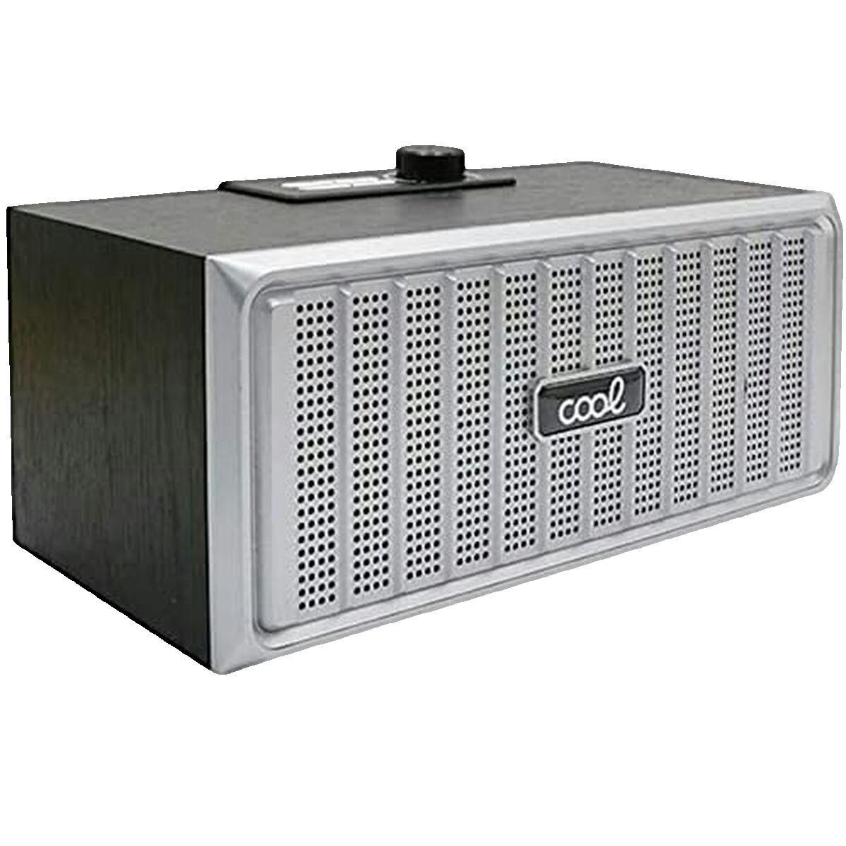 Cool Haut-parleur portable Bluetooth Cool Retro design bois finition noire et argentée