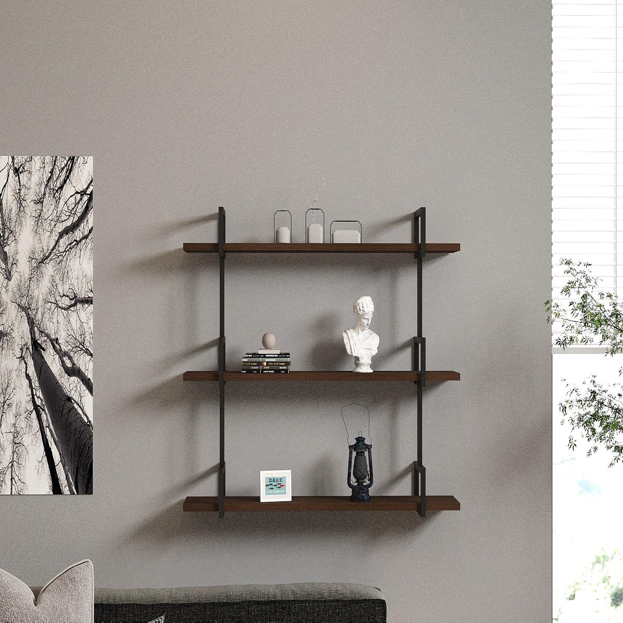 Voir la diapositive 3 : Habitat et Jardin Étagère murale en bois  uras  - 87 x 22 x 76 cm - noyer