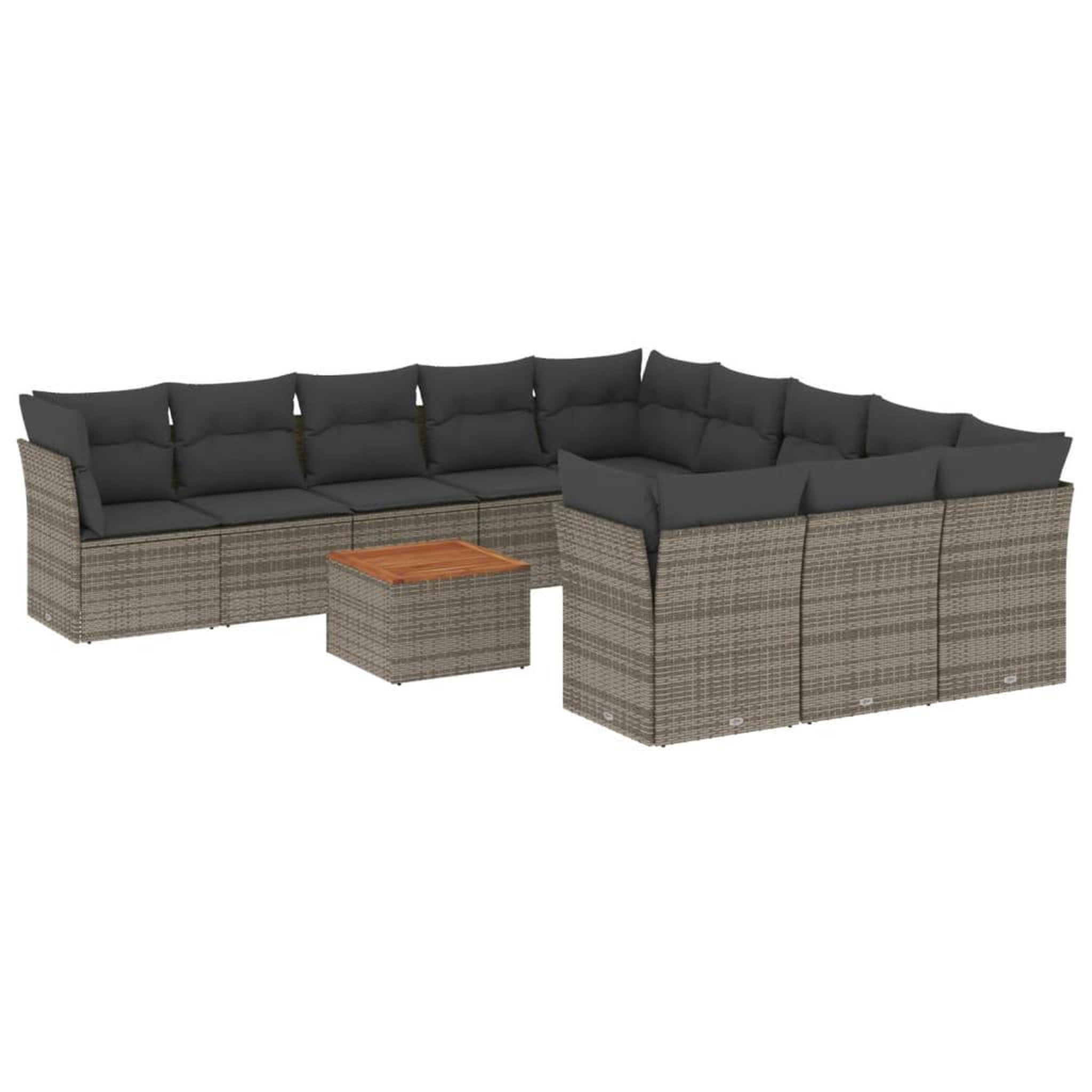 Voir la diapositive 2 : VIDAXL Salon de jardin avec coussins 12 pcs gris resine tressee