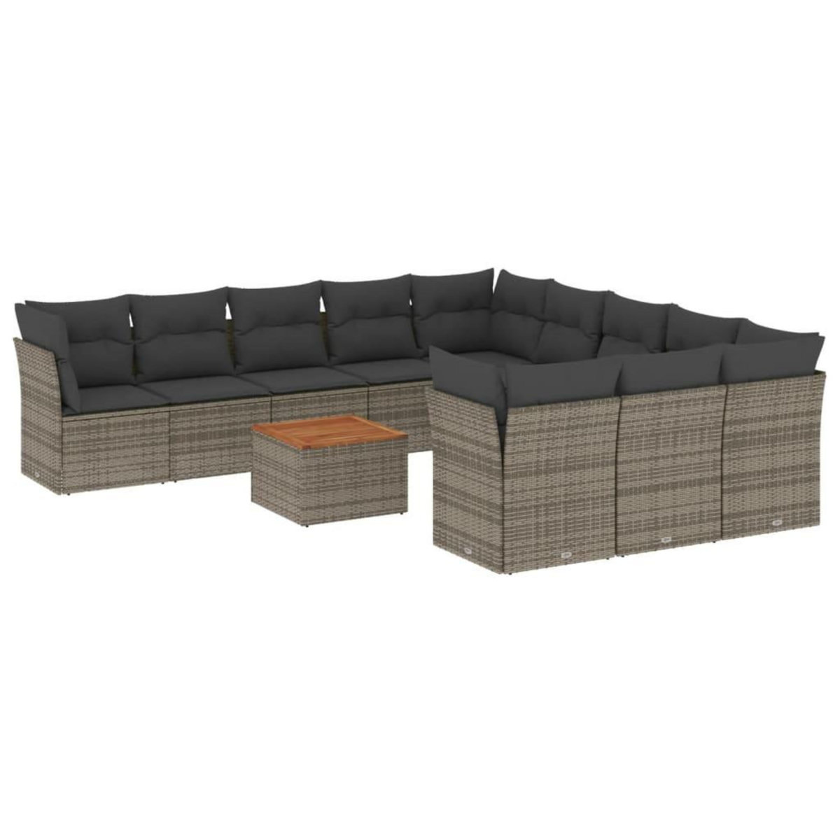 VIDAXL Salon de jardin avec coussins 12 pcs gris resine tressee