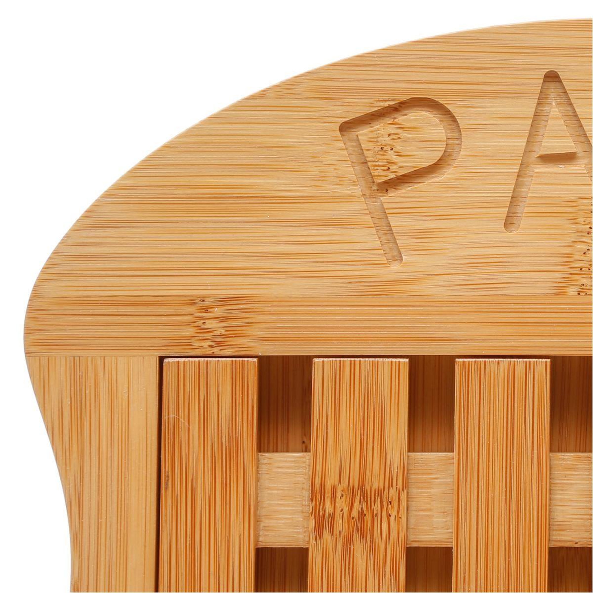 Voir la diapositive 3 : FIVE Planche à pain bambou  tranche  34cm beige