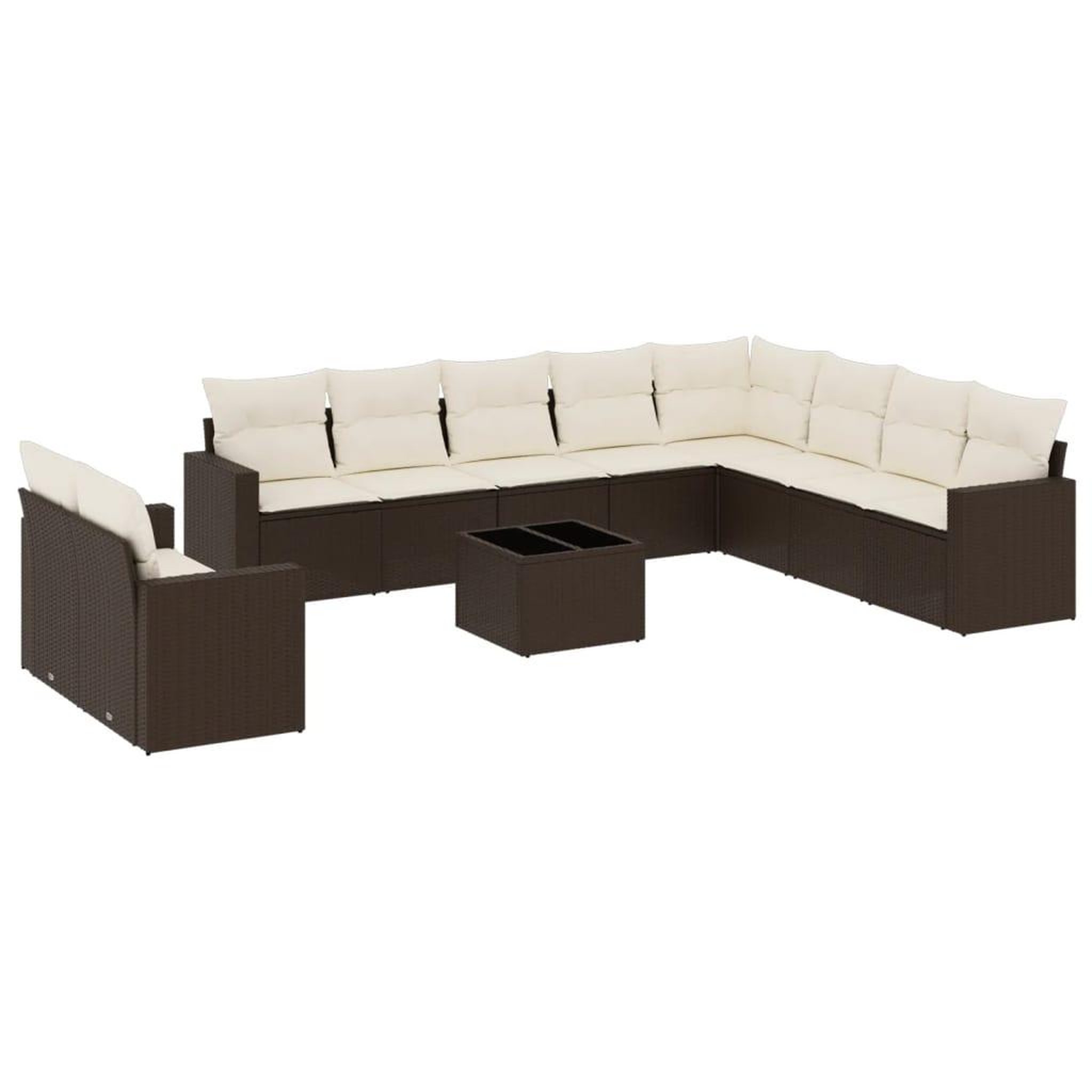 Voir la diapositive 2 : VIDAXL Salon de jardin et coussins 11 pcs marron resine tressee