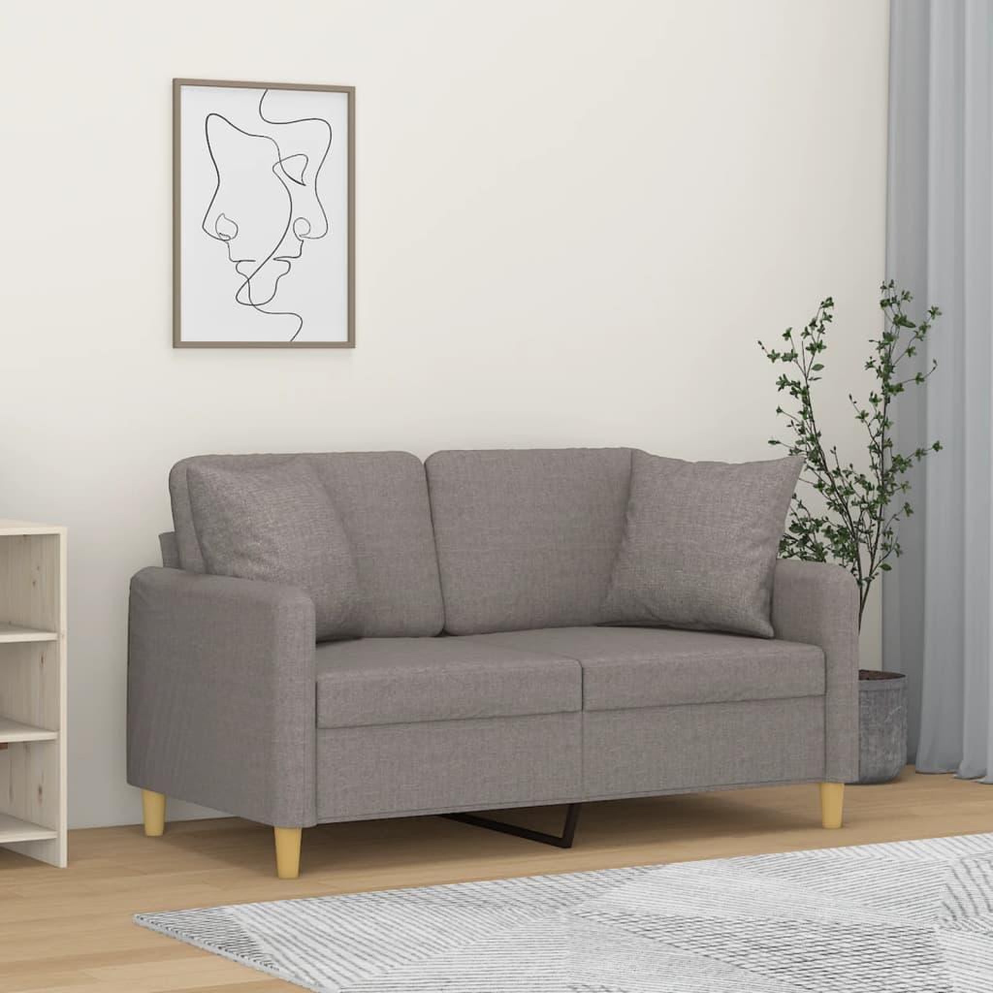 VIDAXL Canape 2 places avec oreillers decoratifs taupe 120 cm tissu