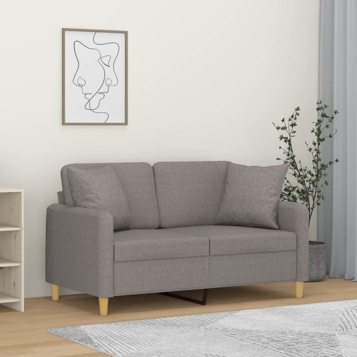 VIDAXL Canape 2 places avec oreillers decoratifs taupe 120 cm tissu