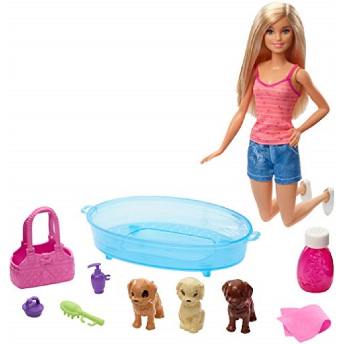 BARBIE Barbie famille coffret le bain des chiots pas cher 