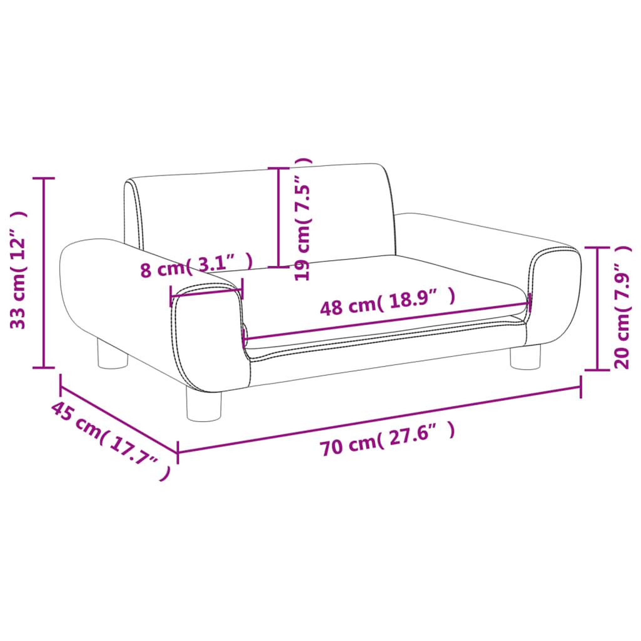 Voir la diapositive 6 : VIDAXL Canape pour enfants gris fonce 70x45x33 cm velours