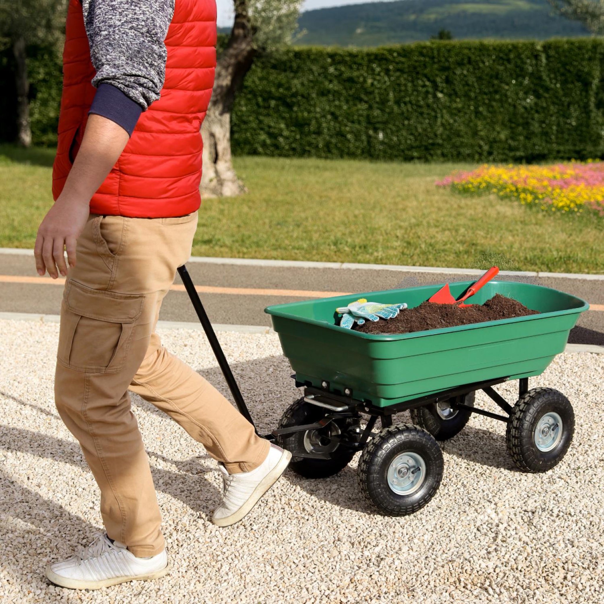 Voir la diapositive 4 : LINXOR Chariot de jardin, remorque de transport à roulettes - 75 L - 260 Kg