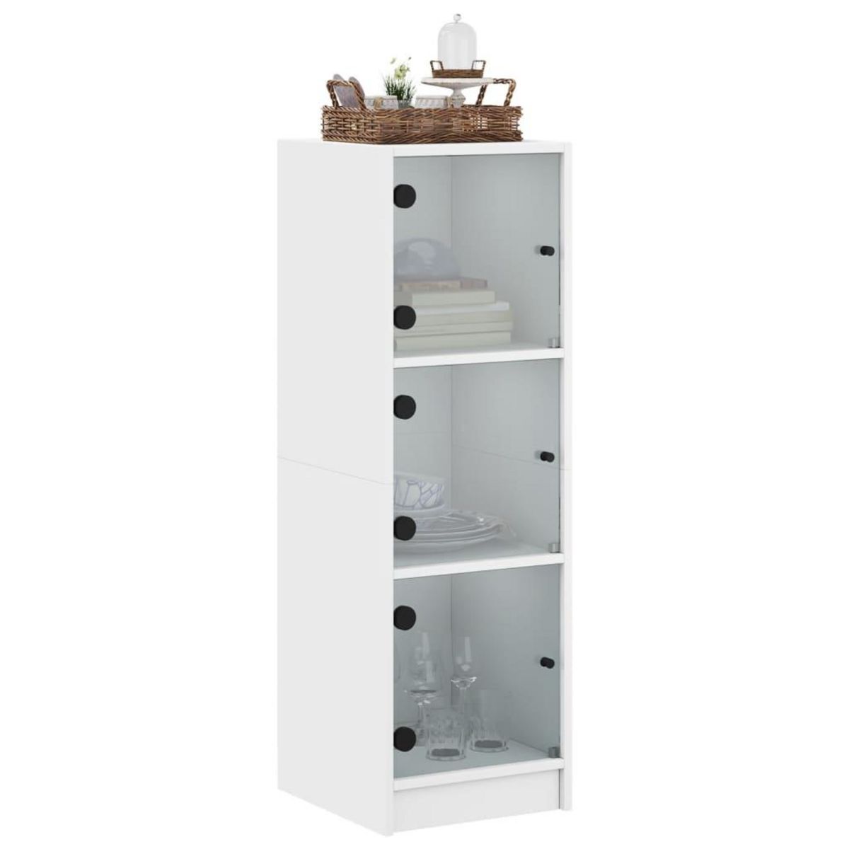 VIDAXL Buffet avec portes en verre blanc 35x37x109 cm