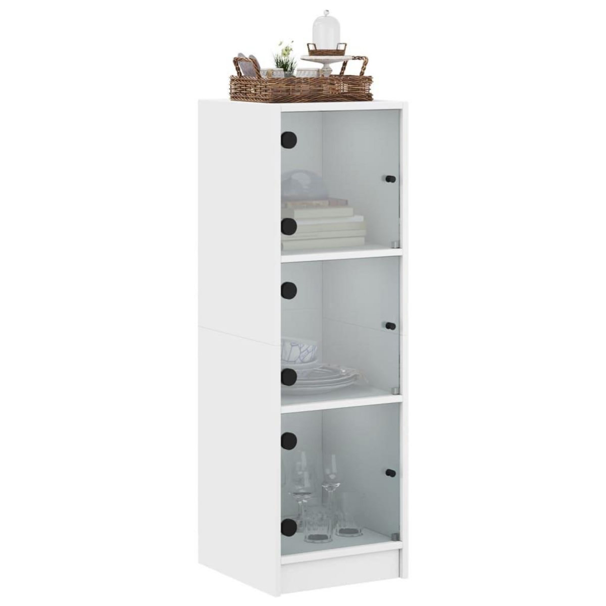 VIDAXL Buffet avec portes en verre blanc 35x37x109 cm