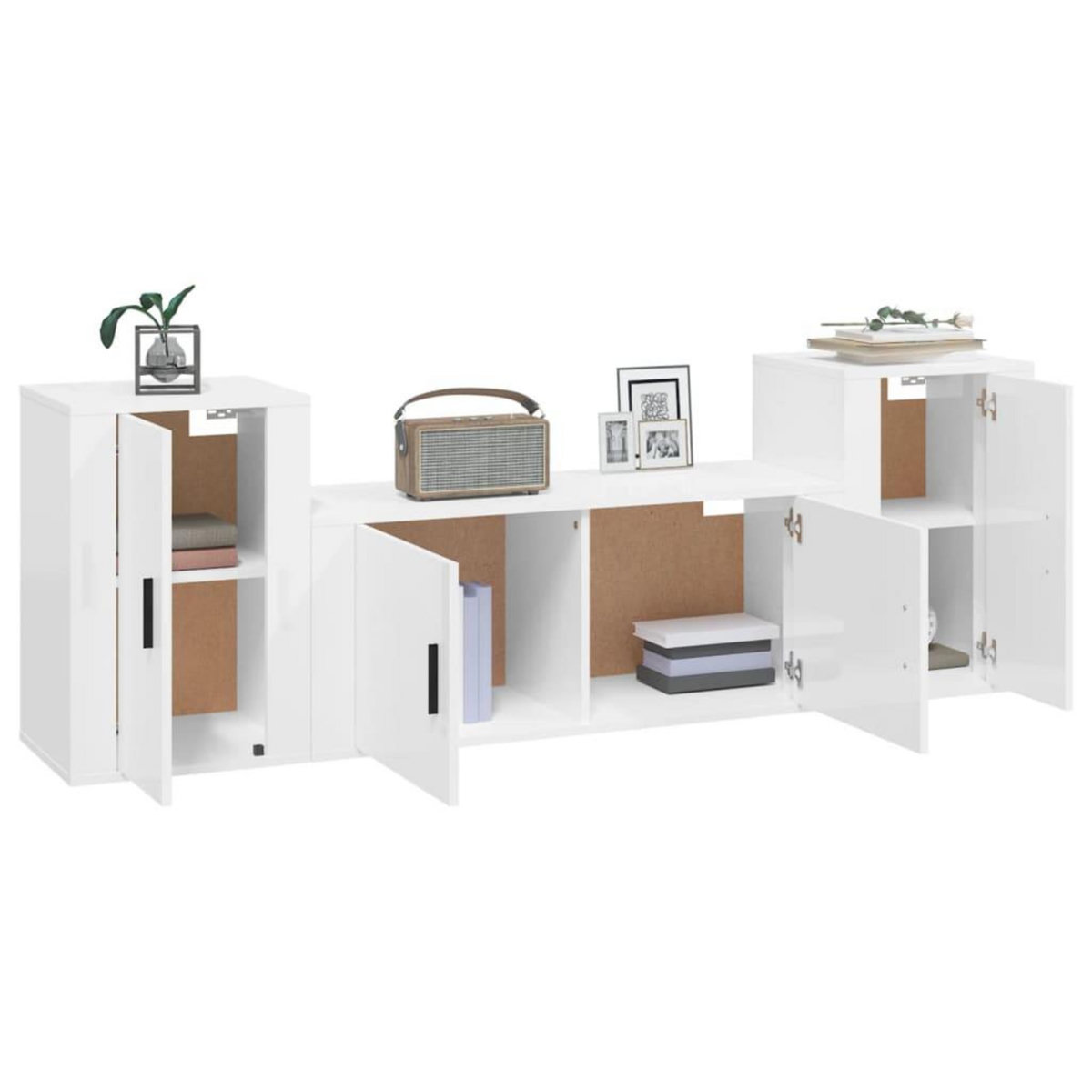VIDAXL Ensemble de meubles TV 3 pcs Blanc brillant Bois d'ingenierie