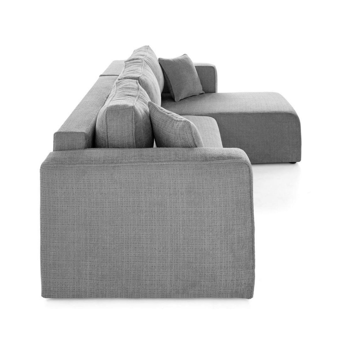 BEST MOBILIER Topaze - canapé d'angle déhoussable réversible 4 places en velours texturé