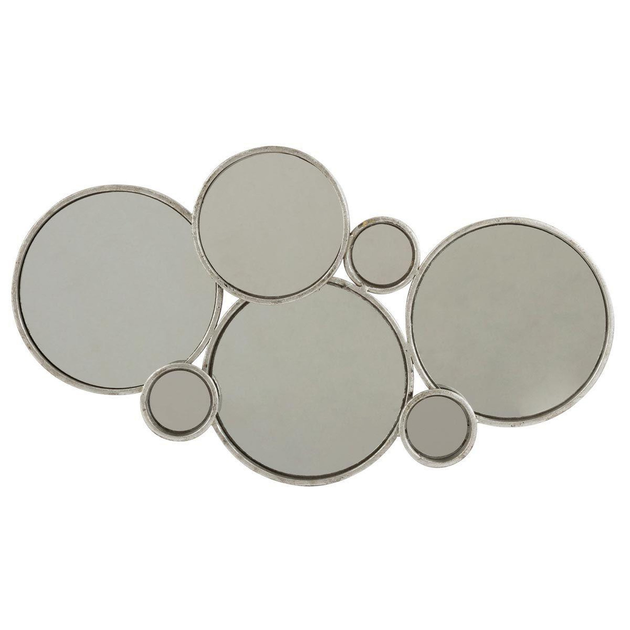 J-LINE Miroir Mural Design  6 Ronds  57cm Argent