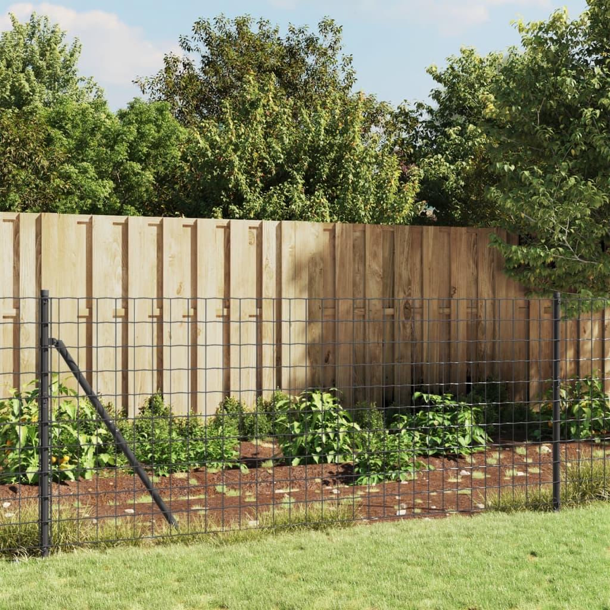 VIDAXL Cloture en treillis metallique et ancrage anthracite 0,8x25 m