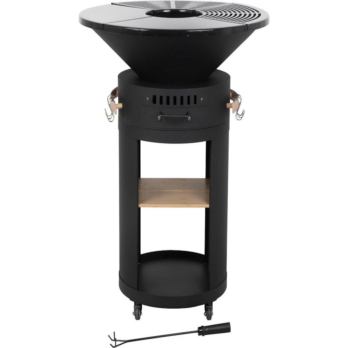 Habitat et Jardin Barbecue plancha brasero à charbon et bois  Cesar premium  - Ø 81 - Noir