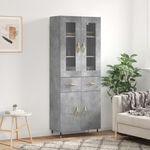 VIDAXL Buffet haut Gris beton 69,5x34x180 cm Bois d'ingenierie
