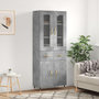 Voir la diapositive 1 : VIDAXL Buffet haut Gris beton 69,5x34x180 cm Bois d'ingenierie