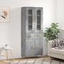 Voir la diapositive 1 : VIDAXL Buffet haut Gris beton 69,5x34x180 cm Bois d'ingenierie
